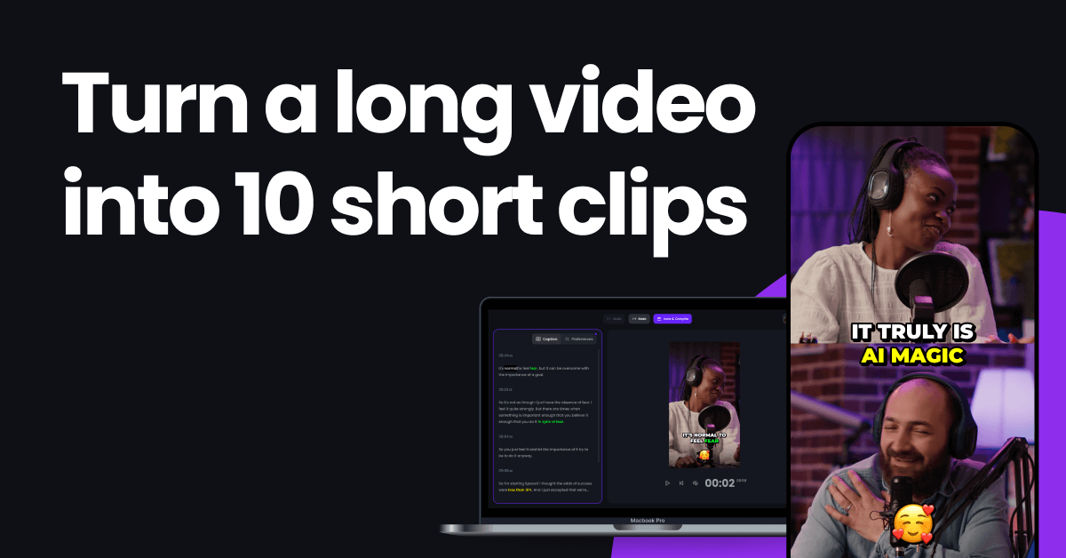Clip videos into viral, multilingual shorts with captions & dubbing
